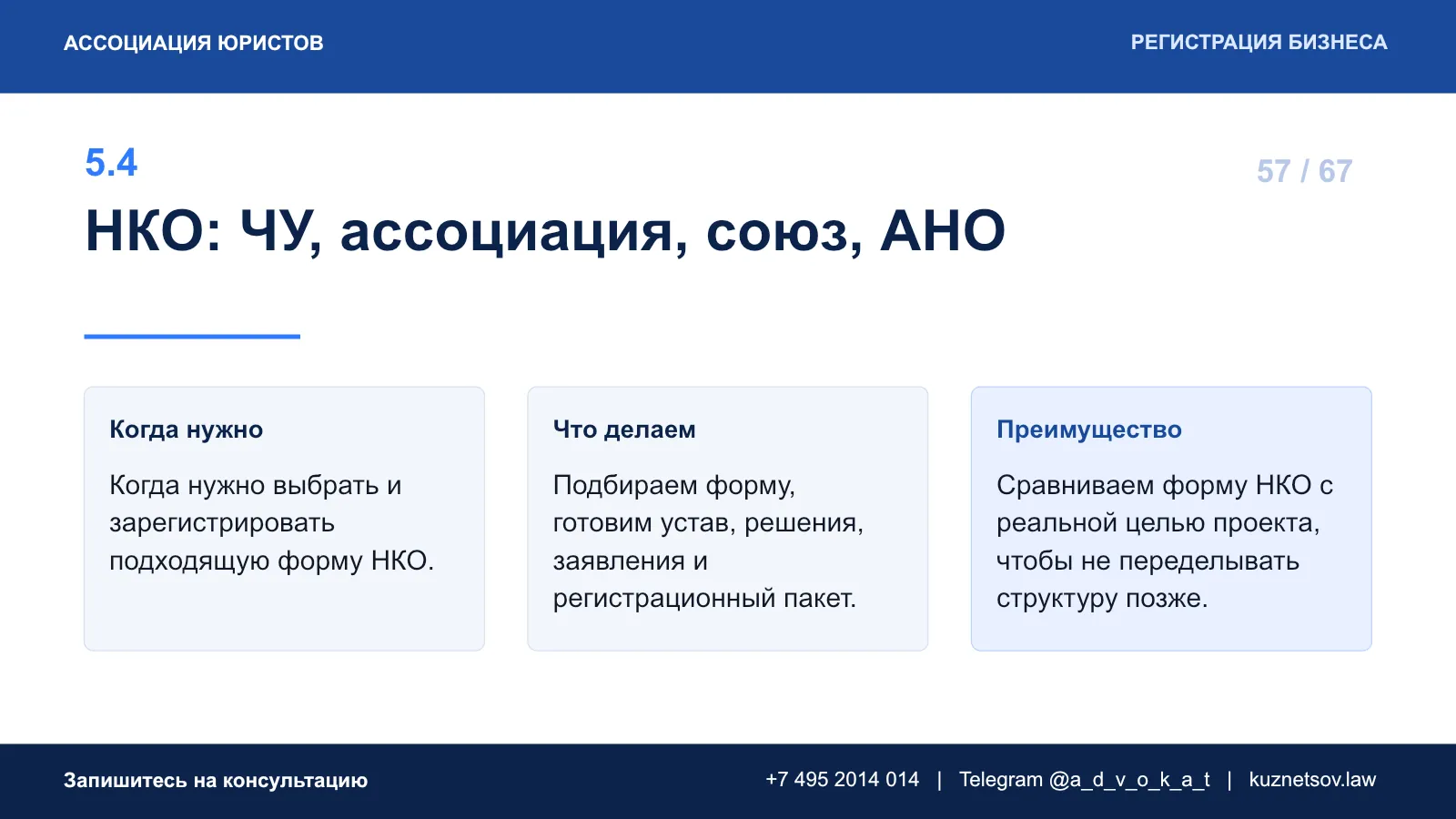 Слайд 64 из 75 — презентация юридических услуг