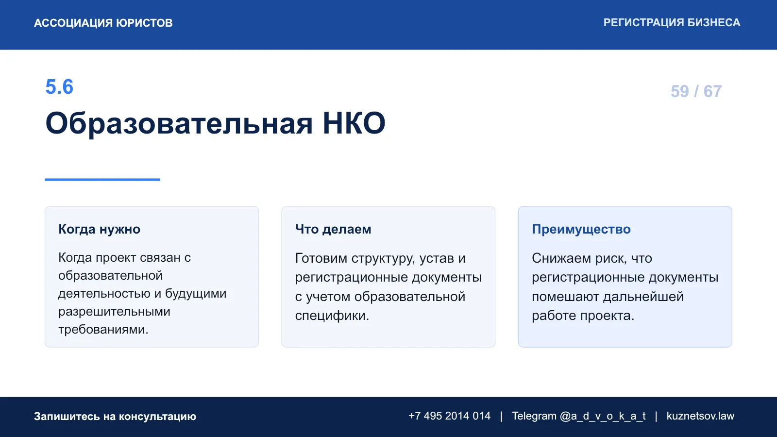 Слайд 66 из 75 — презентация юридических услуг