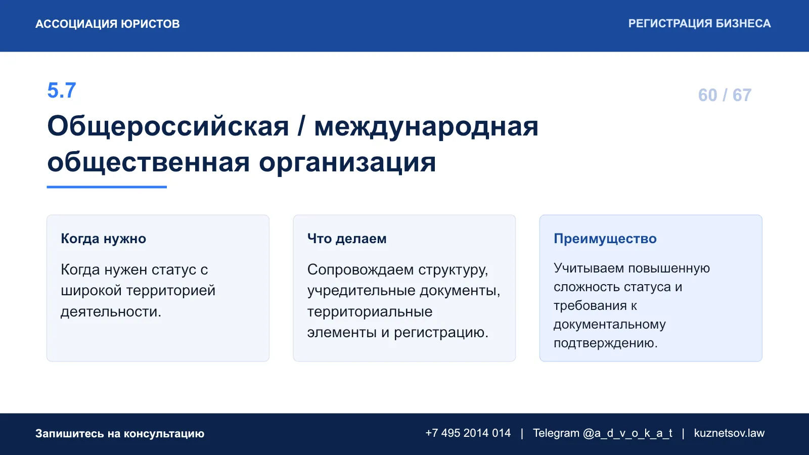 Слайд 67 из 75 — презентация юридических услуг