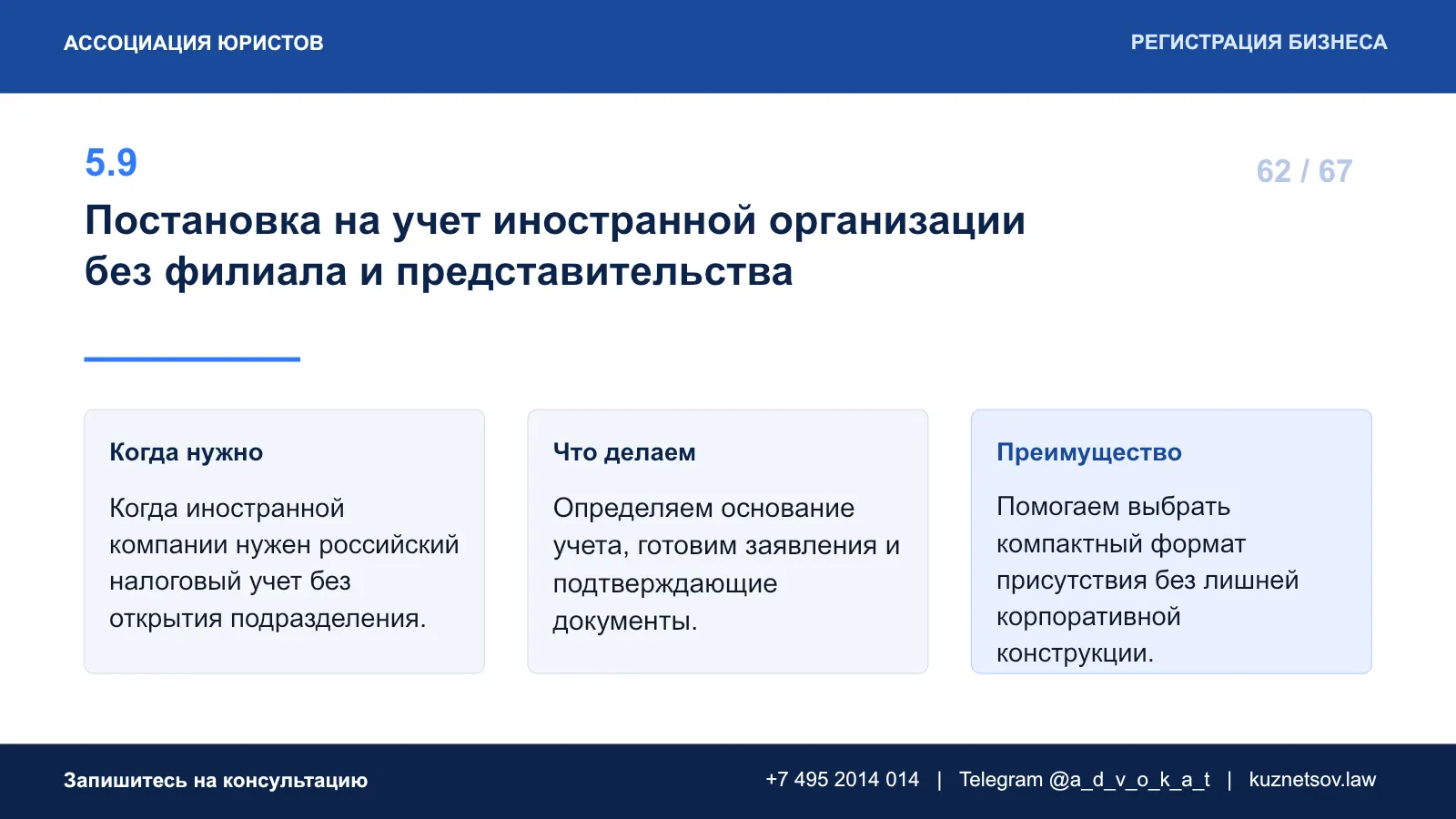 Слайд 69 из 75 — презентация юридических услуг