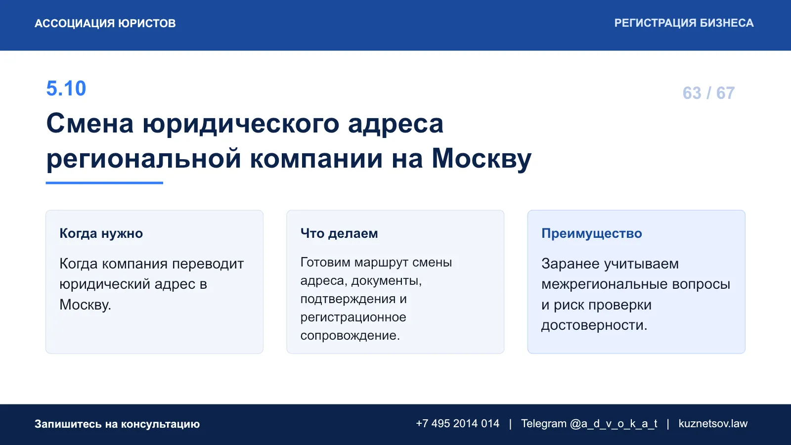 Слайд 70 из 75 — презентация юридических услуг