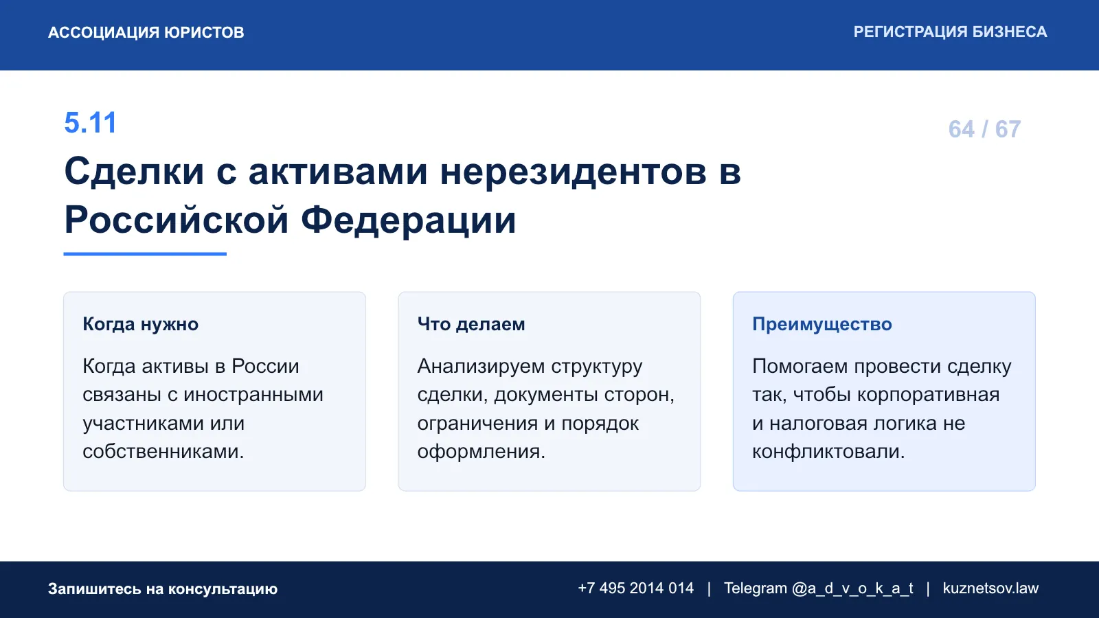 Слайд 71 из 75 — презентация юридических услуг